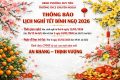 TRƯỜNG THCS CHUYÊN NGOẠI THÔNG BÁO LỊCH NGHỈ TẾT NGUYÊN ĐÁN BÍNH NGỌ 2026